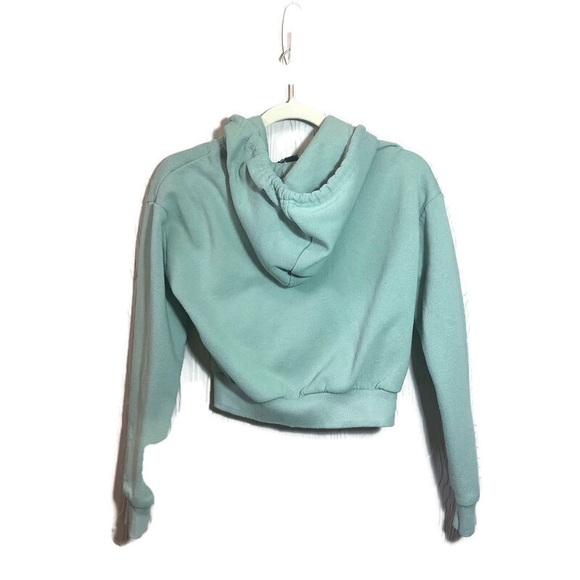 Forever 21 Cropped Green Zip Up Hoodie Size Small - Picture 2 of 8